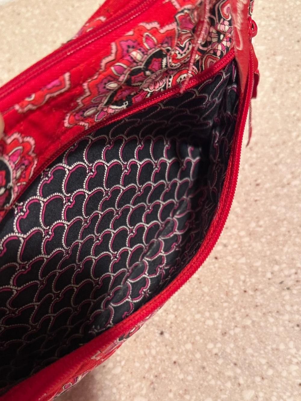 Vera Bradley Libby Crossbody Bag Frankly Scarlet 2008 Red Paisley Quilted Cotton - Picture 13 of 17